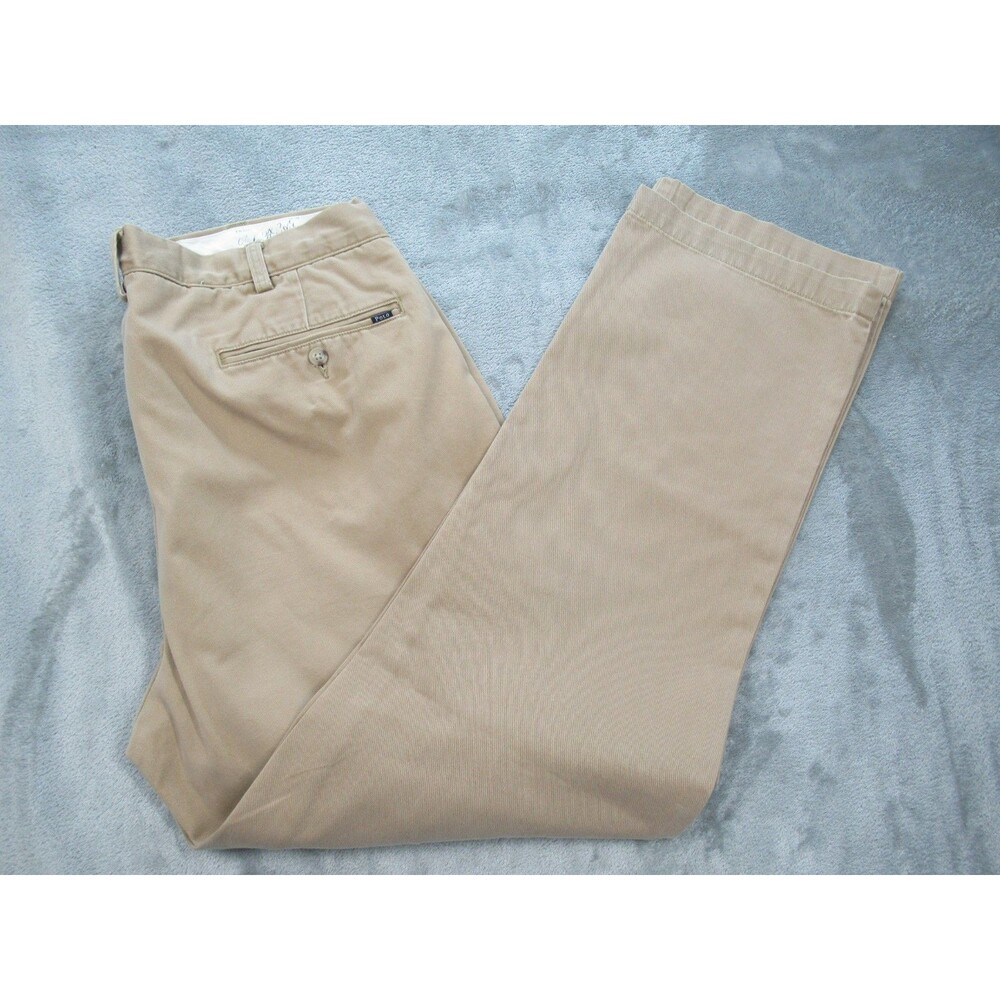 Polo Ralph Lauren Pants Mens 36x30 (Actual 32x29) Chino Beige Flat Front